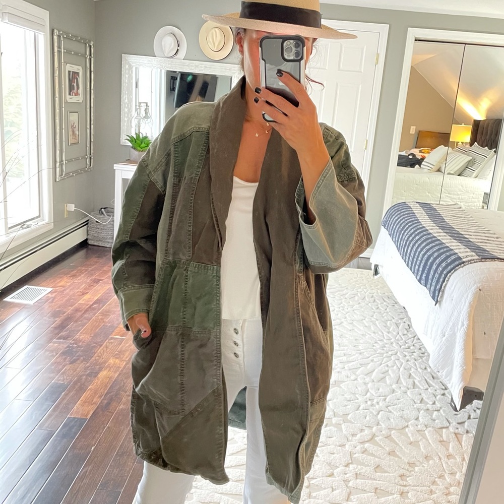 Anthropologie Patchwork Olive & Army Green Jacket Coat